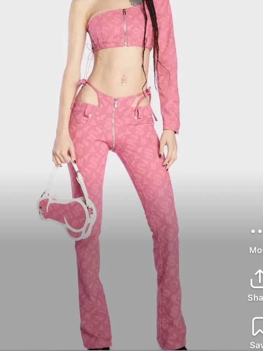 Namilia Pink Low-Rise Thong Denim Pants • sz Large